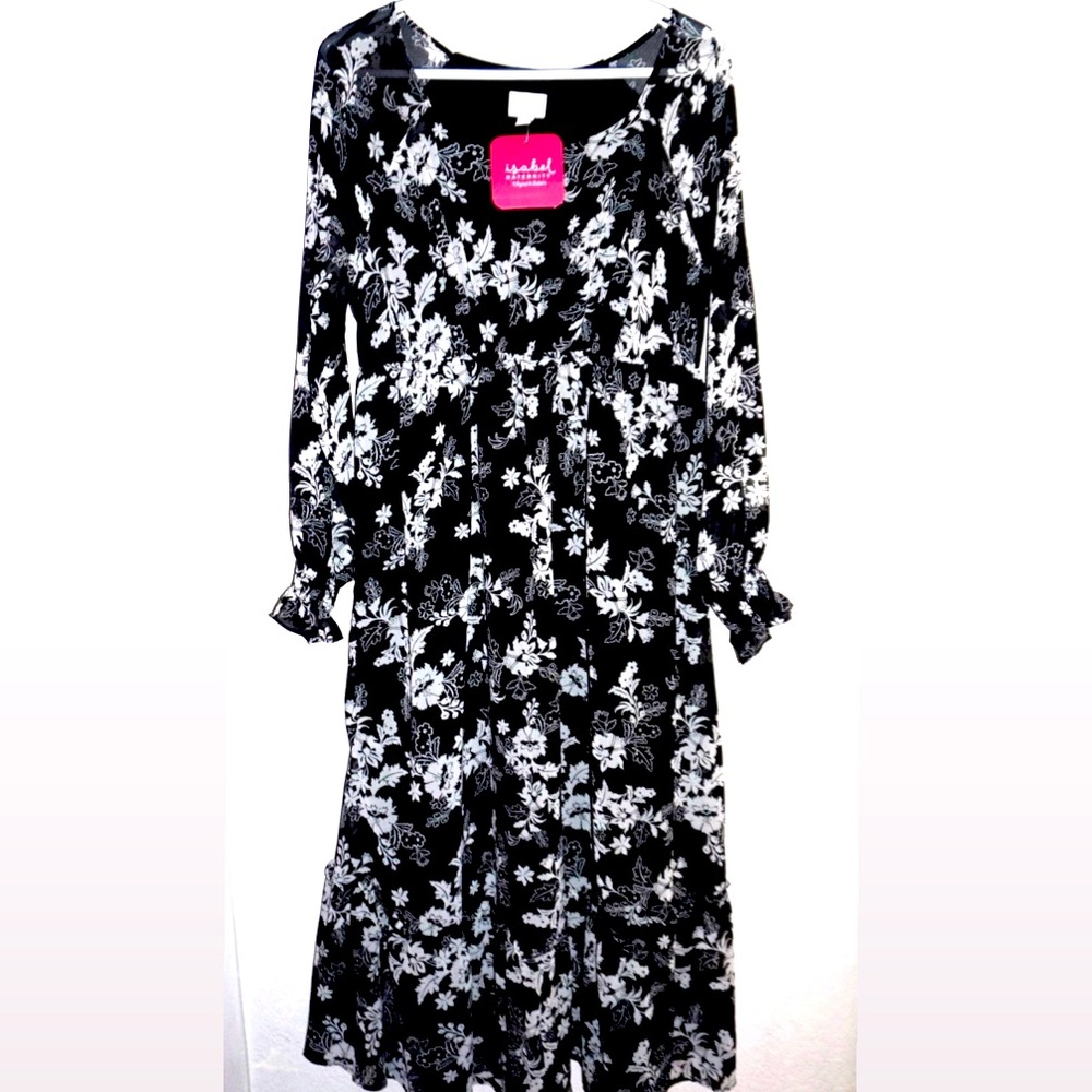 Maternity black and white floral dress